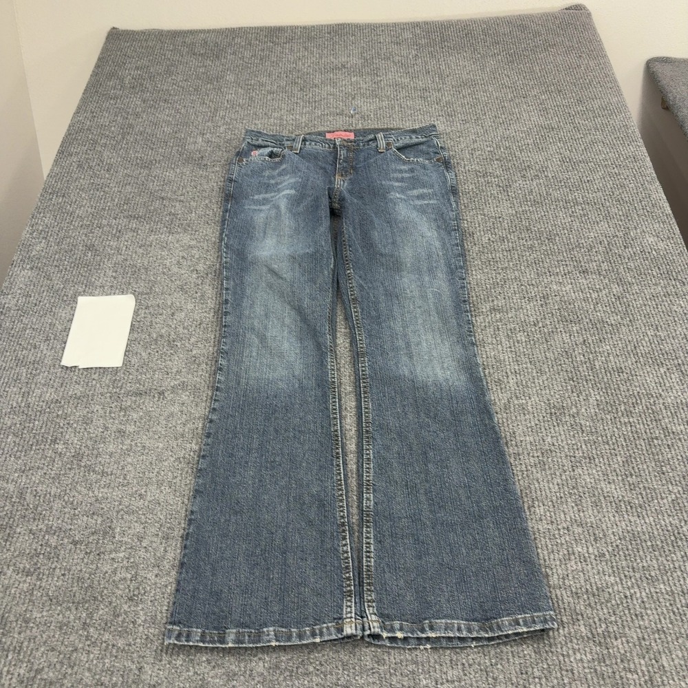 Aeropostale Jeans Womens 9/10 Blue Cotton Denim Flared Whiskered Faded Y2K Style